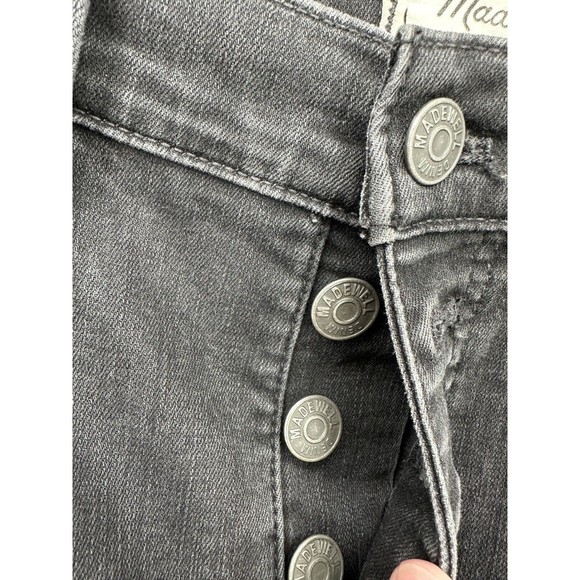 Madewell 10" High-Rise Skinny Black Jeans Button Fly Raw Hem Women Size 26p - Picture 5 of 13